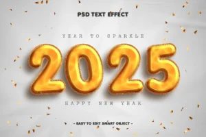 nencyha.com new year 2025 golden balloon style text effect 0