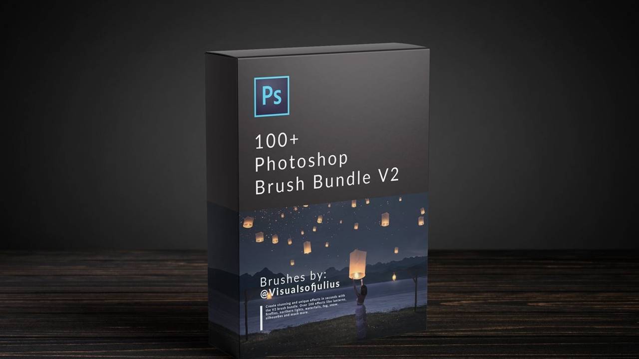 VisualsofJulius – 100+ Photoshop Brush Bundle V2 – Tạo đèn lồng, đom đóm, hình bóng, thác nước, dải Ngân Hà, tóc, cỏ, lông thú, cực quang, sương mù, mây và nhiều thứ khác (mp4, abr) A28B52 1 nencyha.com visualsofjulius brush bundle v2 6