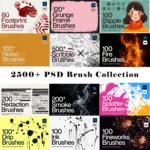 2500 Photoshop Brushes Mega Bundle – Bộ sưu tập hơn 2500+ Brushes Chất Lượng (abr, psd) L62T25