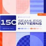 Samolevsky - 150 Geometric Seamless Patterns Collection – Bộ sưu tập 150 mẫu hình học liền mạch (PNG/JPG/PSD/AI/EPS/SVG) T84X73