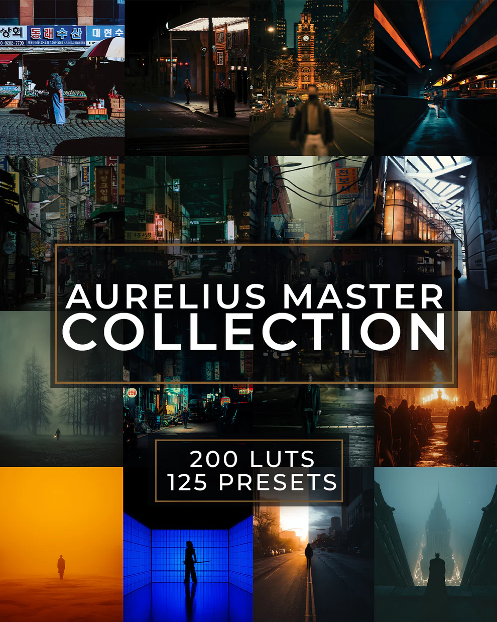 Aurelius Master Collection - 125 Presets & 75 LUTs — Bộ sưu tập hơn 125 Preset và 75 LUTs Siêu ấn tượng và nhiều phong cách độc đáo (xmp/acr, cube) T114X40